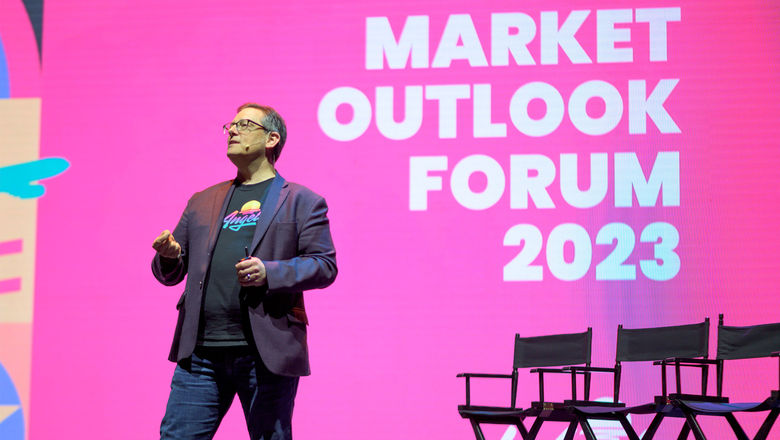 Los Angeles Tourism CEO Adam Burke speaking at Los Angeles Tourism's Market Outlook Forum.