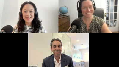 Clockwise from top left: Travel Weekly hospitality editor Christina Jelski, Michael Scioscia, the general manager of the JW Marriott Orlando Grande Lakes, and host Rebecca Tobin.