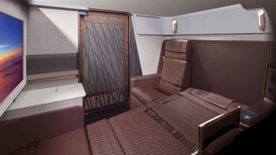 First-class suites will have sofas that can become a single or double bed.