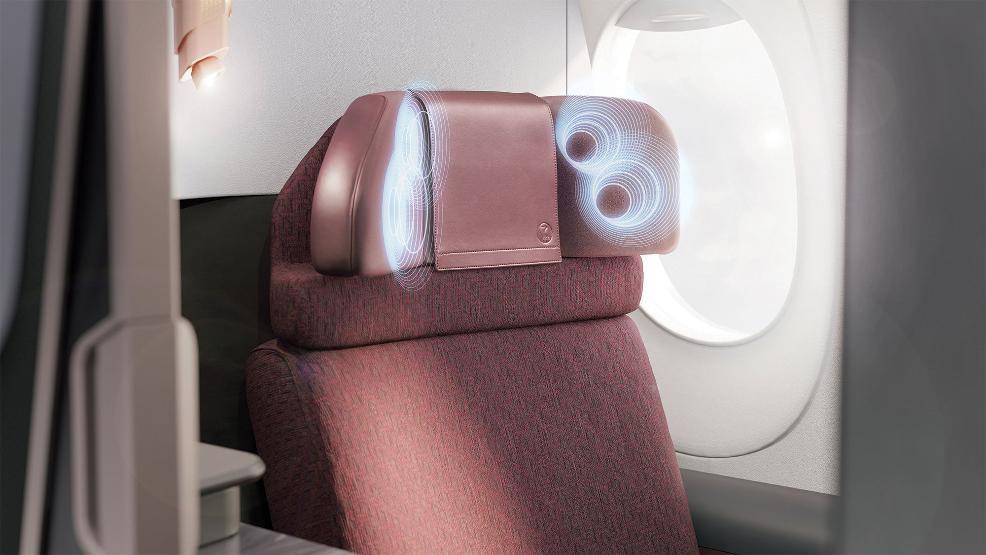 In first and business classes, speakers will be built into the headrest.