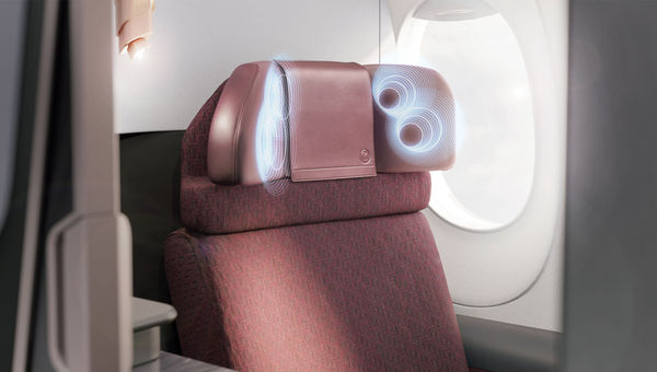 In first and business classes, speakers will be built into the headrest.