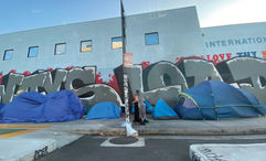 Tents serving as shelter for homeless people in downtown Los Angeles.