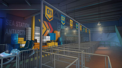 A rendering of the loading area for Penguin Trek.