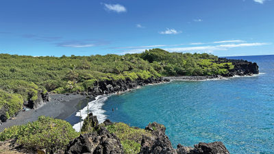 Maui agency owner Kathy Takushi snapped this photo of a normally crowded black sand beach  on the island that was virtually empty during a recent visit.