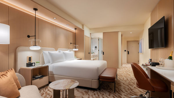 Guestrooms at the Durango Casino, designed by Dallas-based Looney & Associates, are described as having a modern desert aesthetic. Guestrooms at the Durango Casino, designed by Dallas-based Looney & Associates, are described as having a modern desert aesthetic.