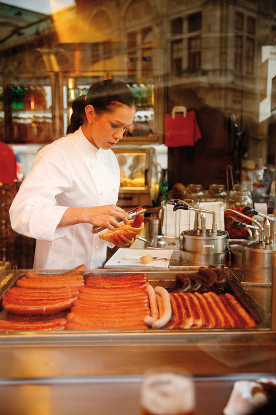 A Viennese sausage stand.