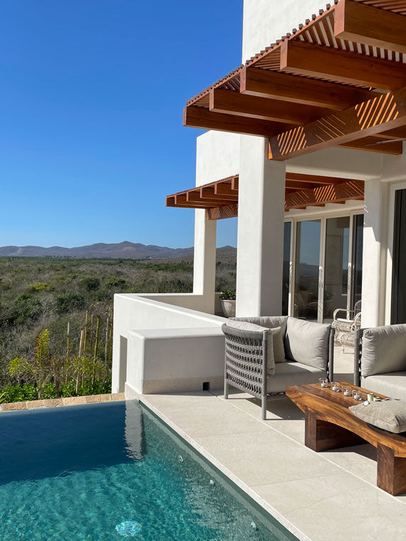 Some villas have their own private infinity-edge pools.