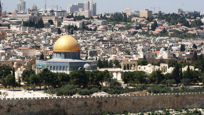 A view of Dome of the Rock, an Islamic shrine in the Old City of Jerusalem.