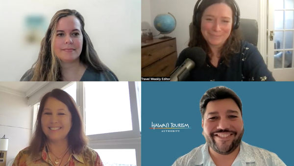 The Folo by Travel Weekly podcast about the West Maui fires and a return to tourism. Clockwise from top left: Hawaii contributing editor Christine Hitt, host Rebecca Tobin, Hawaii Tourism Authority public affairs officer Ilihia Gionson and Captivating Journeys founder Kathy Takushi. The Folo by Travel Weekly podcast about the West Maui fires and a return to tourism. Clockwise from top left: Hawaii contributing editor Christine Hitt, host Rebecca Tobin, Hawaii Tourism Authority public affairs officer Ilihia Gionson and Captivating Journeys founder Kathy Takushi.