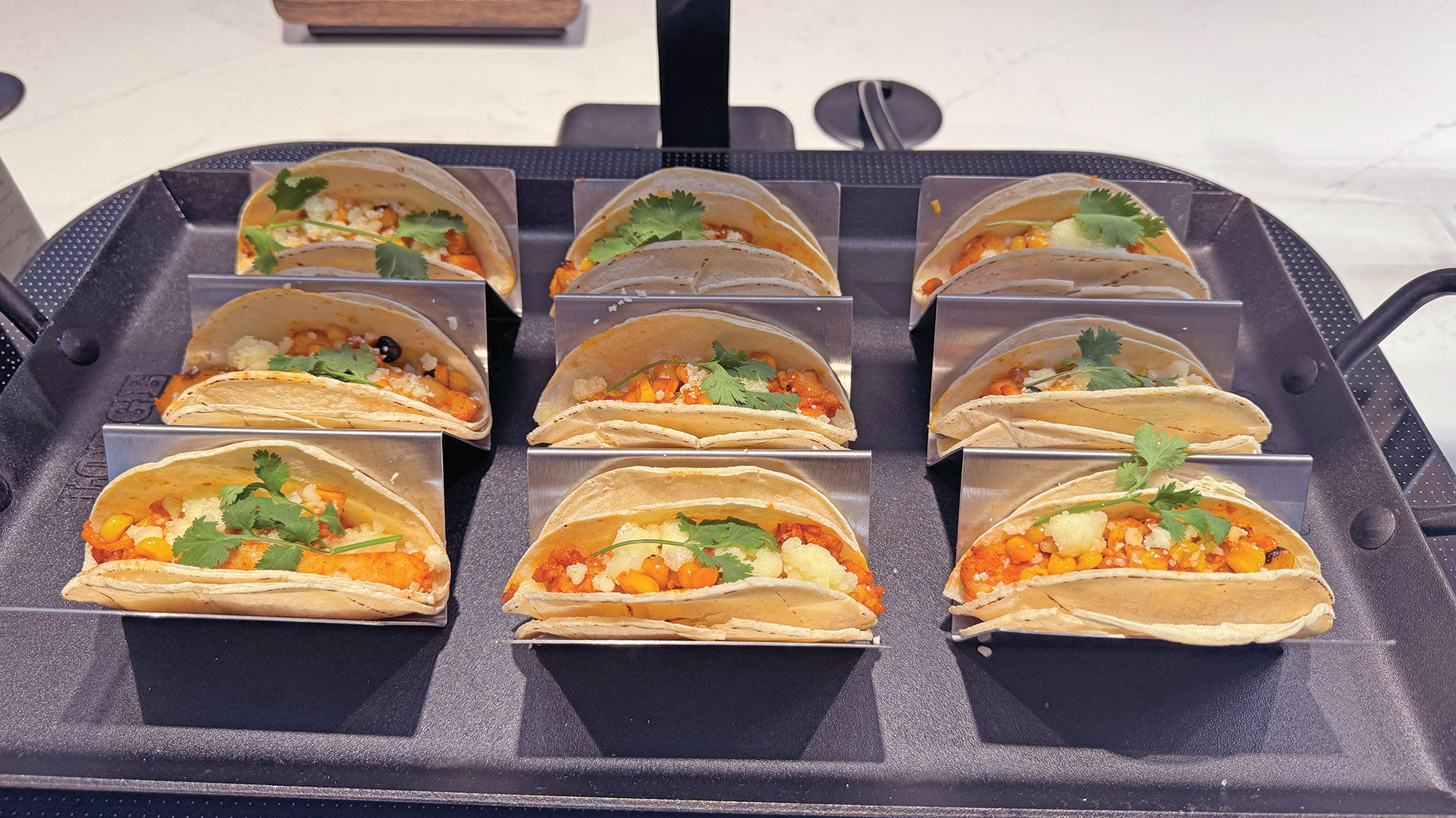 The chipotle chicken tacos at the new Denver Admirals Club are served in tortillas from local vendor Raquelita’s.