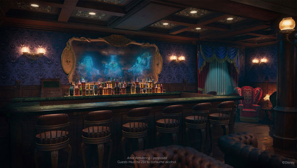 The Haunted Mansion Parlor will be a themed bar on Disney Treasure.
