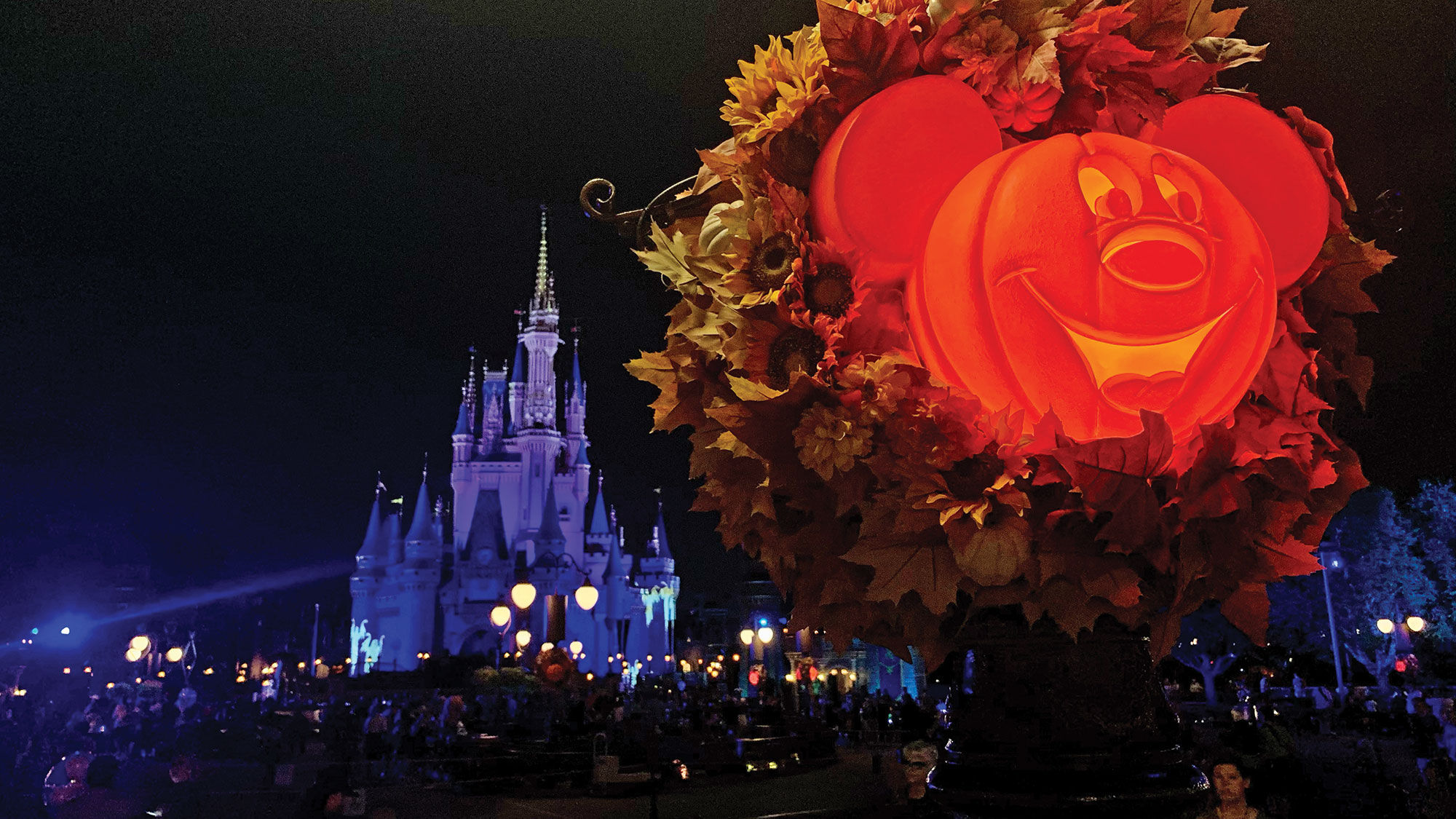 Halloween decorations in the Magic Kingdom.