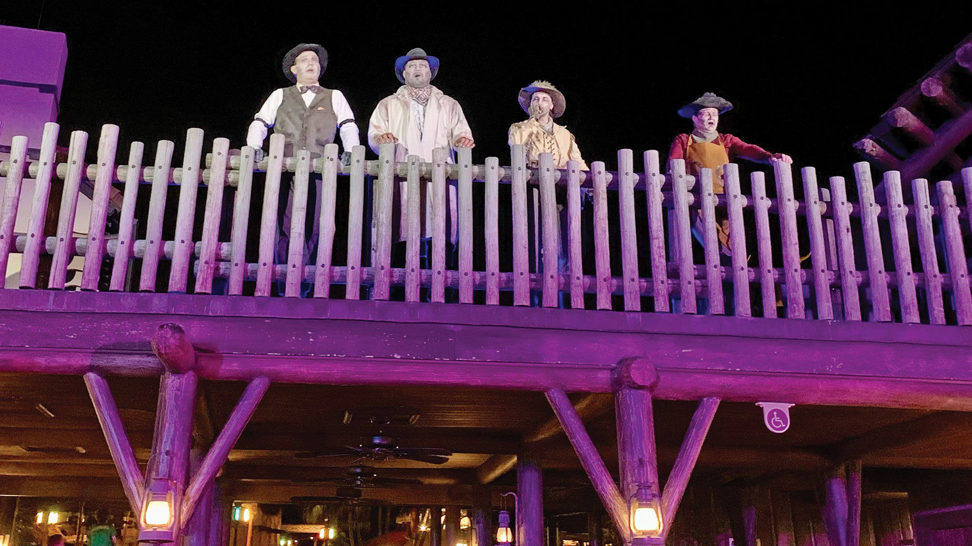 The Cadaver Dans Barbershop Quartet entertains visitors in Frontierland.