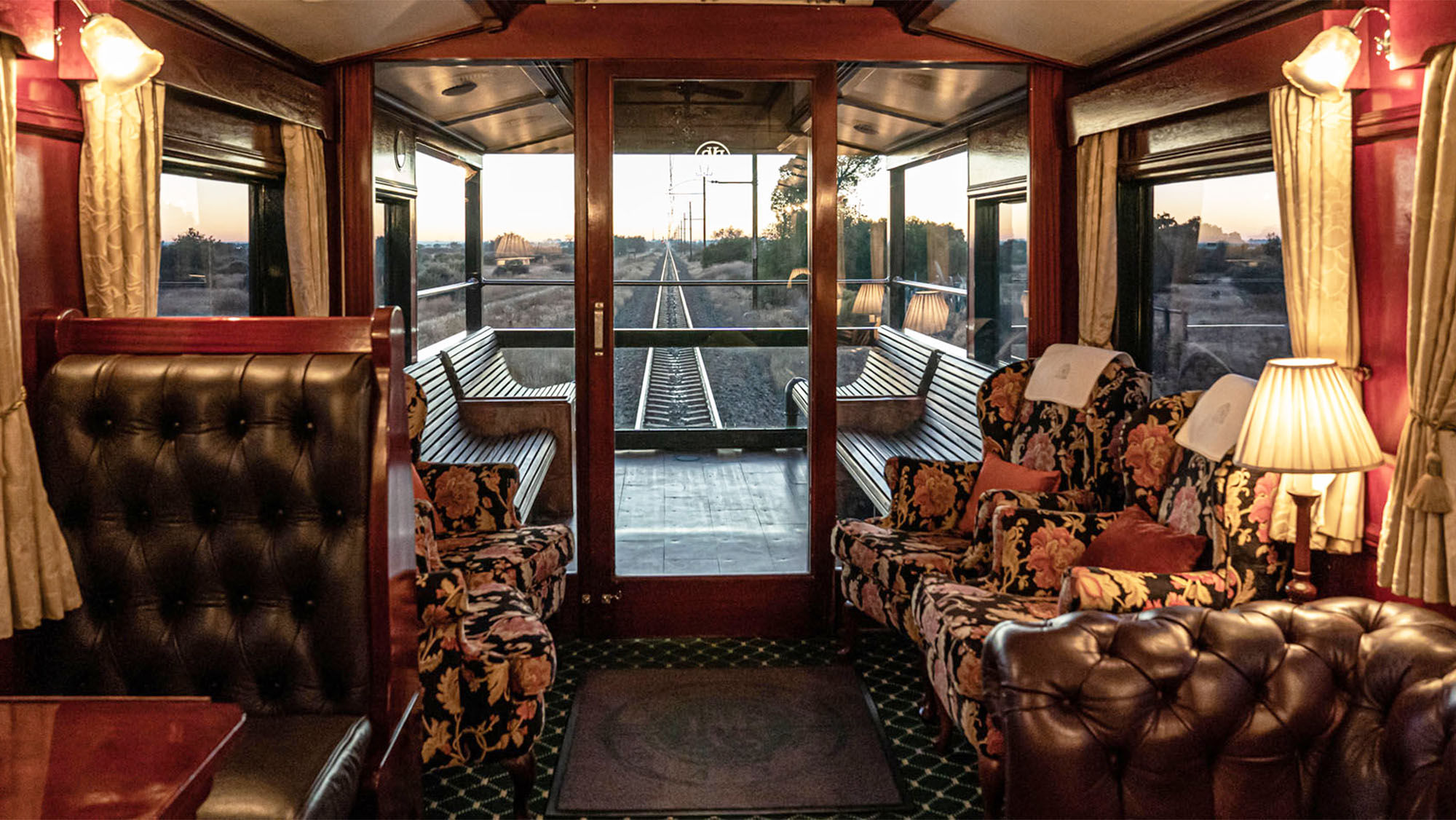 The observation car aboard the Rovos Rail luxury train.