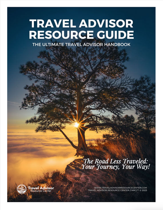 The “Travel Advisor Resource Guide” is a 20-page handout from the Travel Advisor Resource Center.