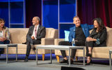 A panel of Carnival Corp. presidents shared a laugh on the main stage: from left, Christine Duffy of Carnival Cruise Line, Gus Antorcha of Holland America Line, John Padgett of Princess Cruises and Natalya Leahy of Seabourn.