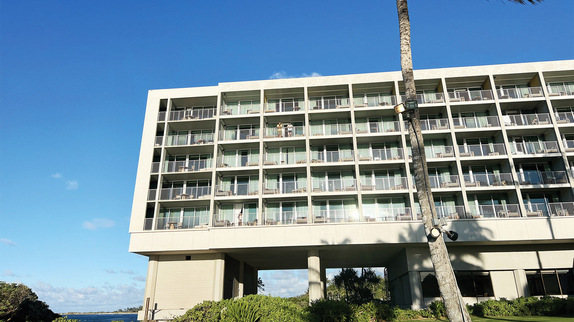 The resort has a boxy design, but each room has an ocean view.