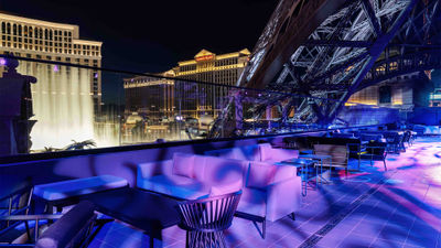 Cheri, at Paris Las Vegas, is a 9,000-square-foot outdoor space with a view of the Strip that opens 8 p.m. nightly.