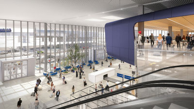A rendering of United's revamped Terminal B at IAH.