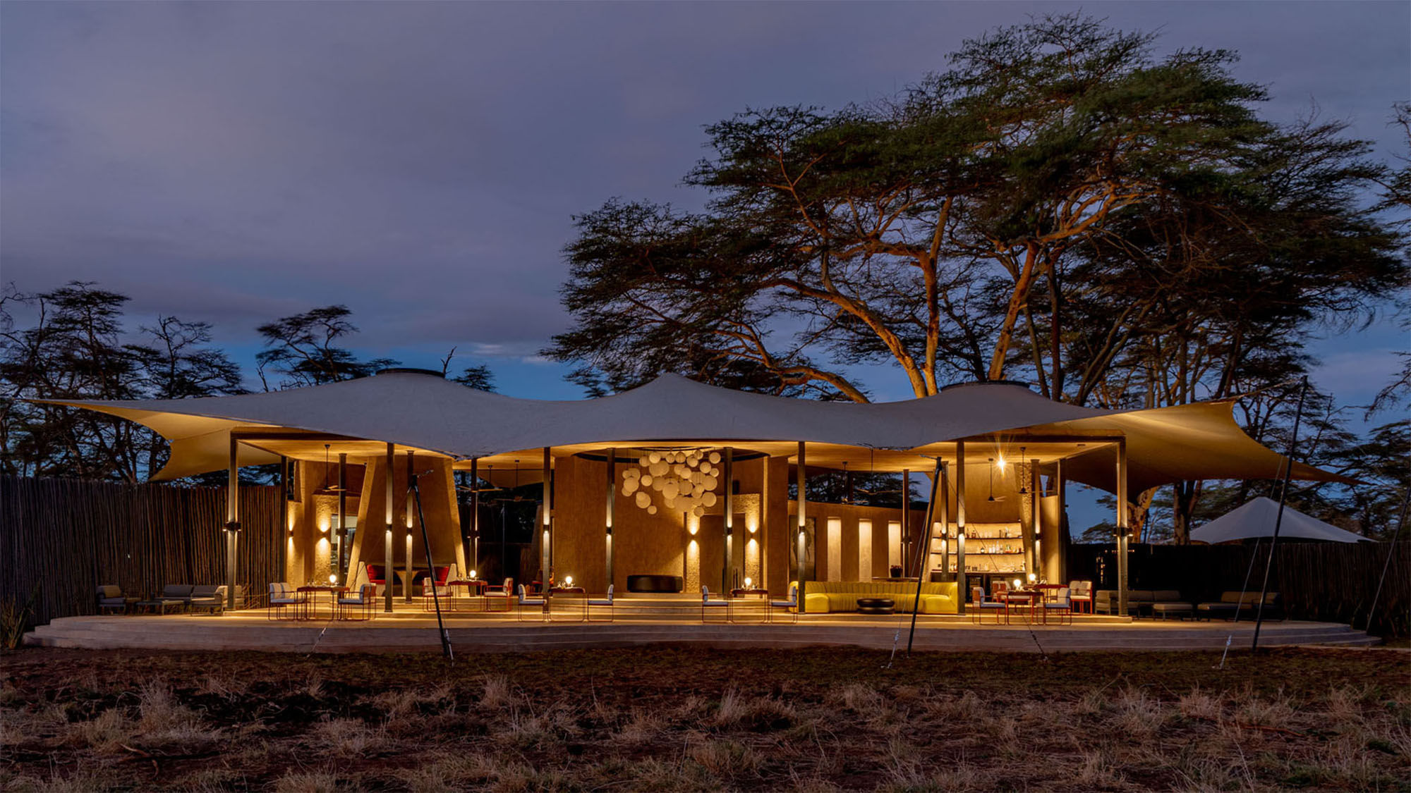 The outdoor guest area at Angama Amboseli.