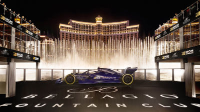The Bellagio Fountain Club hosted the official Las Vegas Grand Prix winner’s stage.
