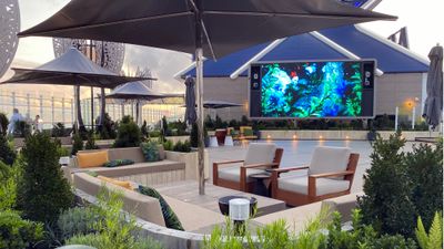 A variety of plants line a sitting area in the Rooftop Garden on Celebrity Ascent.