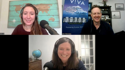 Clockwise from top left: Travel Weekly editor Andrea Zelinski, NCL's John Chernesky, and host Rebecca Tobin.