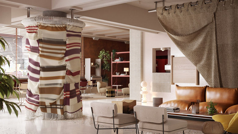 The loft-like lobby at the StandardX, Melbourne.