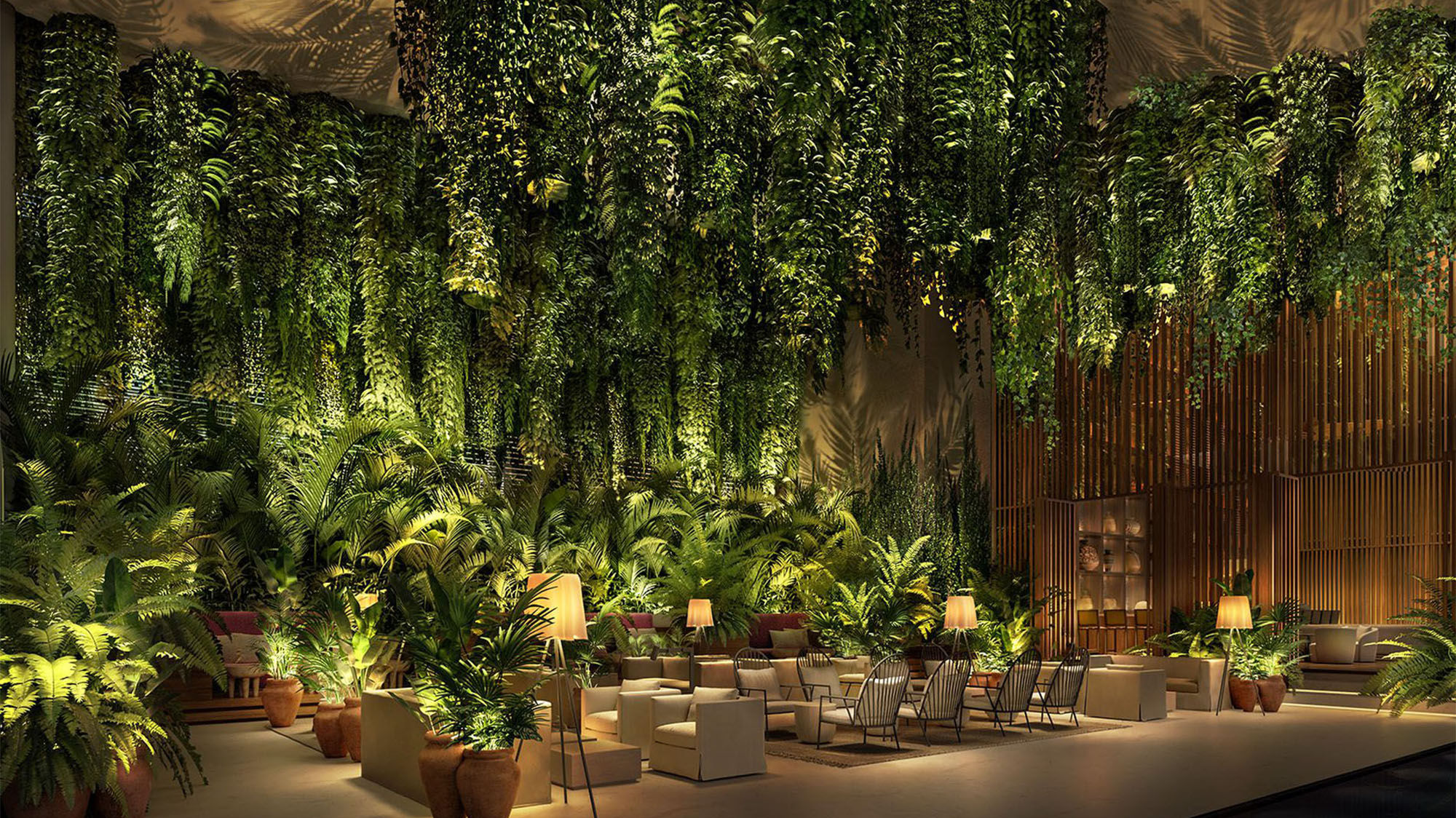 The lobby lounge at the Riviera Maya Edition at Kanai.