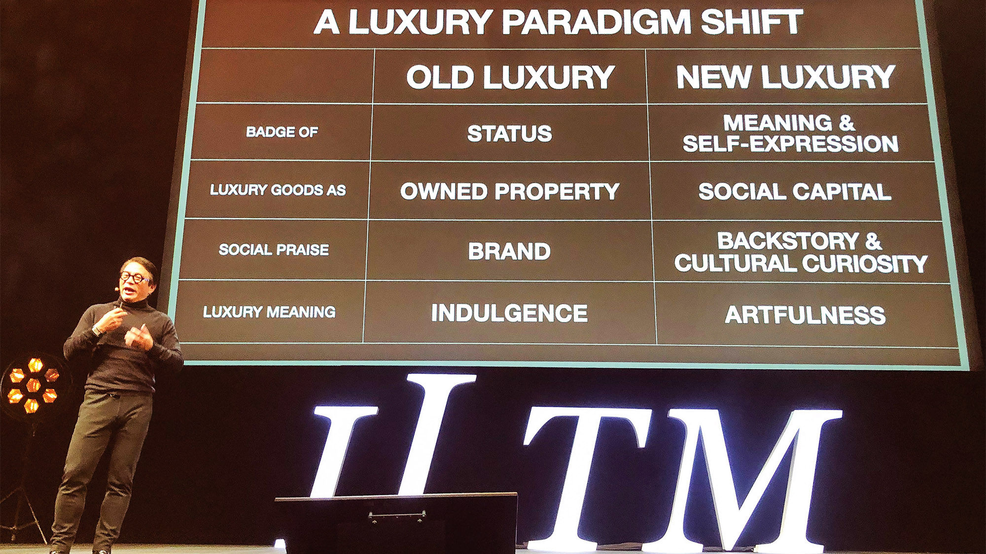 Aaron Lau, founder and CEO of technology and branding firm Gusto Collective, speaking at ILTM Cannes.