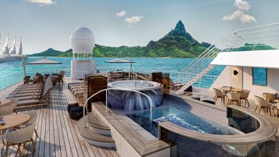 A rendering of the expanded and renovated pool deck on the Wind Star.