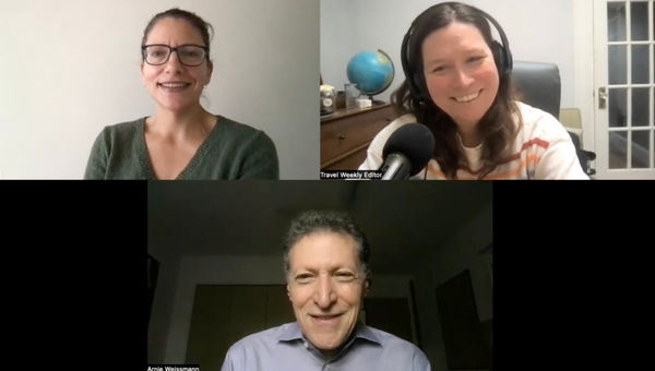Clockwise from top left: Travel Weekly news editor Johanna Jainchill, managing editor and Folo host Rebecca Tobin, and editor in chief Arnie Weissmann. Clockwise from top left: Travel Weekly news editor Johanna Jainchill, managing editor and Folo host Rebecca Tobin, and editor in chief Arnie Weissmann.