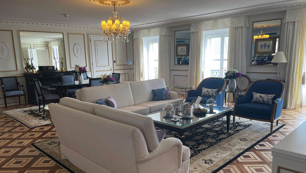 The sitting room of a presidential suite at the Beau Rivage. The sitting room of a presidential suite at the Beau Rivage.