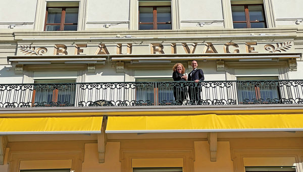 Chief concierge Sylvie Gonin and general manager Benjamin Chemoul of the Beau Rivage. Chief concierge Sylvie Gonin and general manager Benjamin Chemoul of the Beau Rivage.