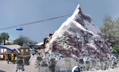 A rendering of "Paramount Mountain," which will be active at the Mirage volcano for four days during Super Bowl weekend, Feb. 8 to 11.