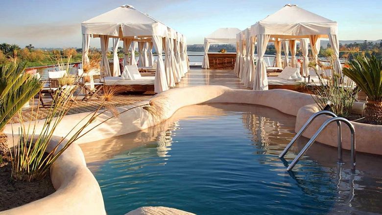The sundeck on the Sanctuary Sun Boat III, one of A&K's luxury Nile ships.