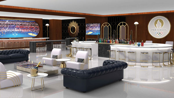 The Gold Lounge, one of four service levels that travelers could purchase when choosing hospitality packages that official hopsitality partner On Location Experiences provided for the 2024 Paris Olympics. The Gold Lounge, one of four service levels that travelers could purchase when choosing hospitality packages that official hopsitality partner On Location Experiences provided for the 2024 Paris Olympics.