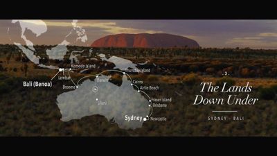 A still from a Silversea world cruise promotional video showing the Australia portion of the itinerary.