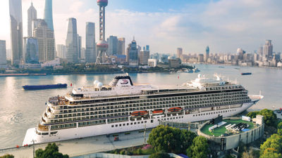 The Viking Yi Dun, pictured while docked in Shanghai, sails China and Japan cruises.