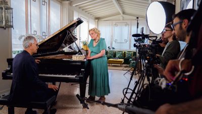 Italian tenor Andrea Bocelli sings for Kathy McCabe during the third season of her PBS show “Dream of Italy.”
