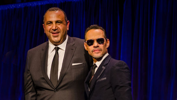 SBE founder and CEO Sam Nazarian (left) with new partner Marc Anthony.