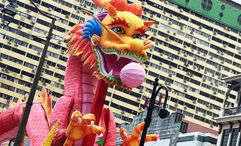 A dragon decoration in Singapore's Chinatown to celebrate Lunar New Year.