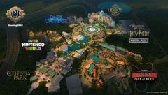 A map showing the five themed areas of Epic Universe.