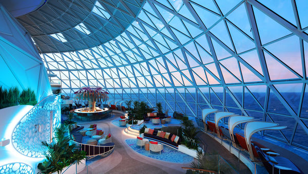 Icon of the Seas guests can get away from the hustle and bustle at The Overlook, enjoying wraparound ocean views.