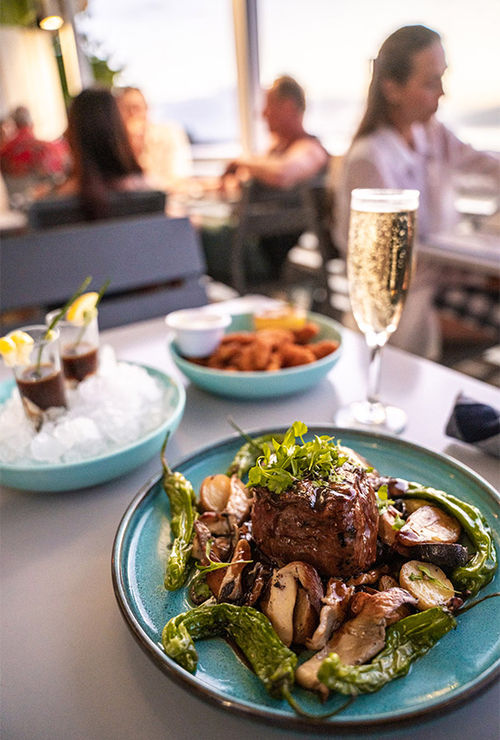 The dinner menu at Mala Ocean Tavern features seafood and steak entrees. The dinner menu at Mala Ocean Tavern features seafood and steak entrees.