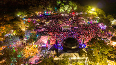 An aerial shot of last year’s St. Lucia Jazz & Arts Festival.