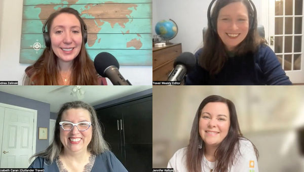 On a Folo episode to discuss the Icon of the Seas' debut is, clockwise from top left: Andrea Zelinski and Rebecca Tobin of Travel Weekly, Jennifer Kellum of Neverland and Main Travel and Eizabeth Caran of Outlander Travel. On a Folo episode to discuss the Icon of the Seas' debut is, clockwise from top left: Andrea Zelinski and Rebecca Tobin of Travel Weekly, Jennifer Kellum of Neverland and Main Travel and Eizabeth Caran of Outlander Travel.