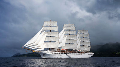 The three-mast, full-rigged Sea Cloud Spirit turns heads on its Caribbean sailings.