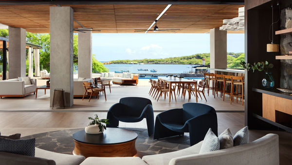 The lobby of the Hotel Indigo Galapagos on the island of San Cristobal.