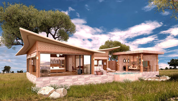 This is a luxury villa on the One Nature Mara River, located on the Mara River in northern Serengeti, Tanzania.